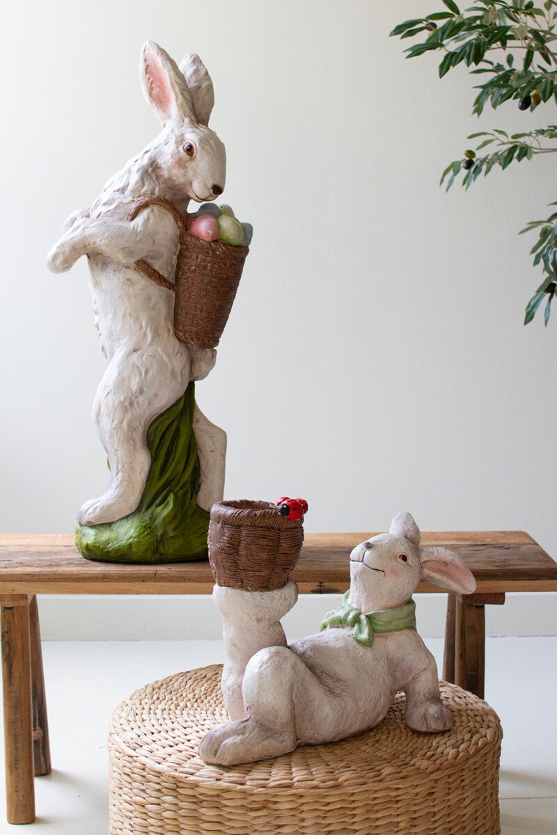 Resin Easter Bunny - Basket With Eggs By Kalalou