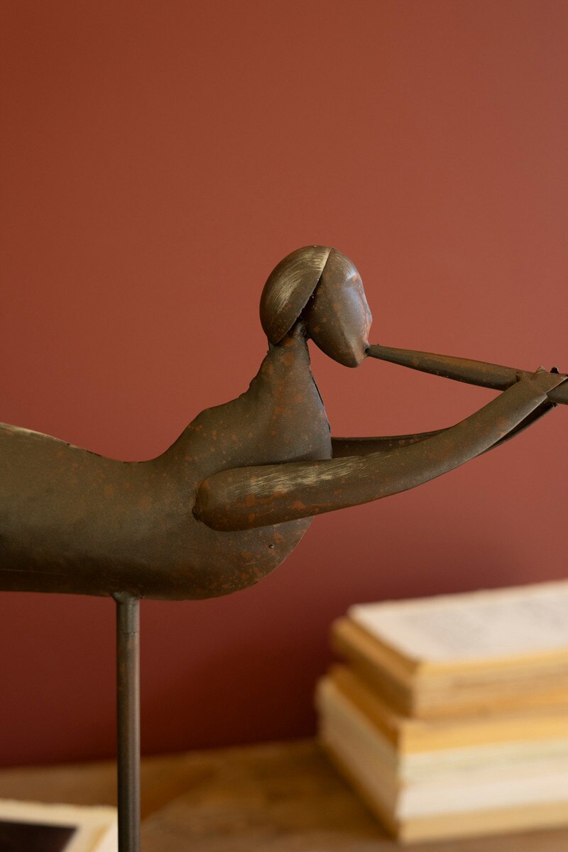 Set Of Two Rustic Metal Folk Art Angels By Kalalou