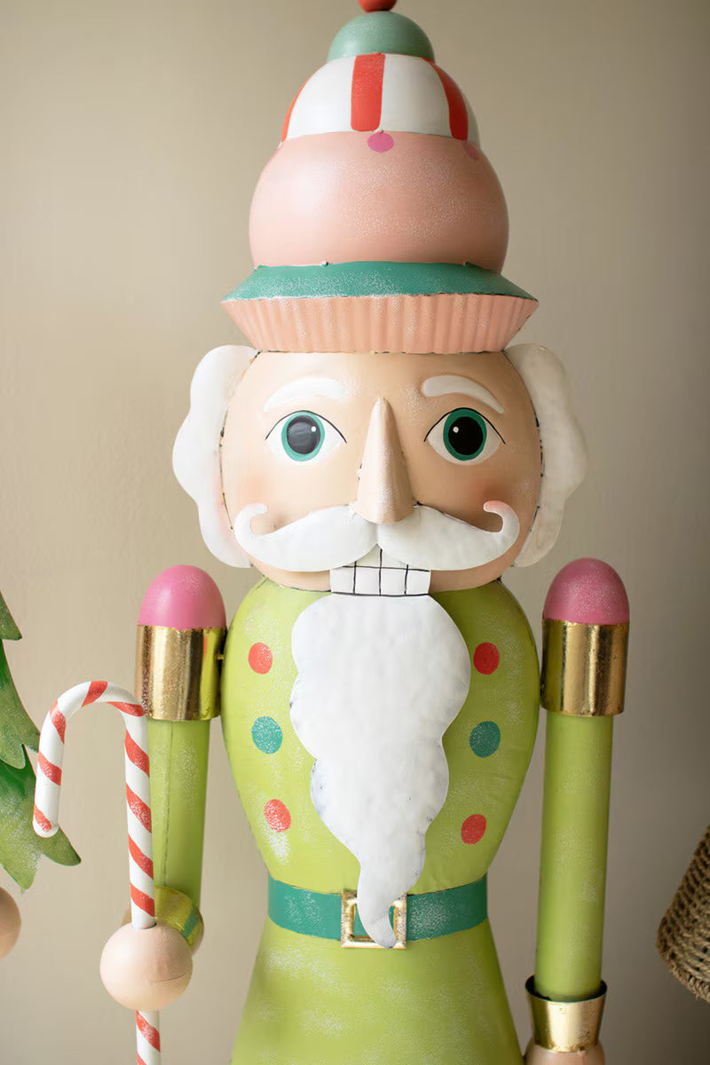 Set Of Two Life Size Painted Metal Nutcrackers By Kalalou