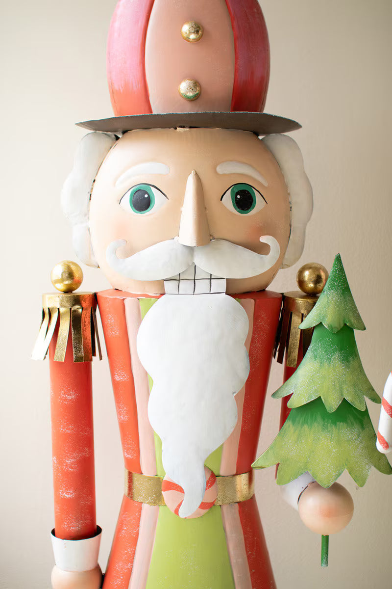 Set Of Two Life Size Painted Metal Nutcrackers By Kalalou