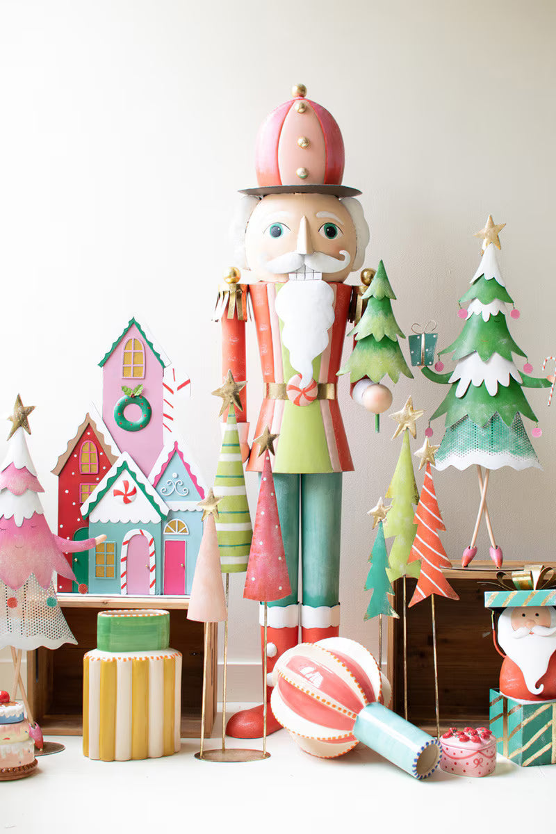 Set Of Two Life Size Painted Metal Nutcrackers By Kalalou