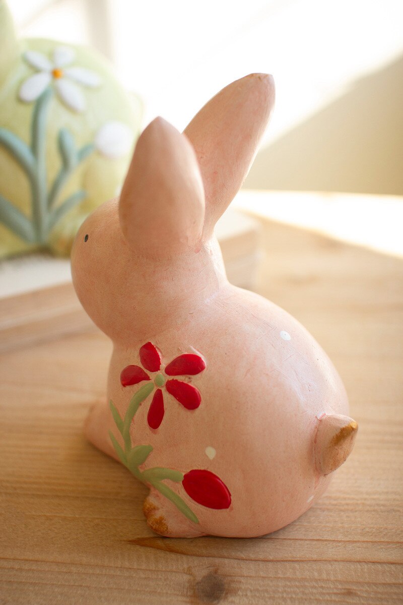 Set Of Two Colorful Faux Concrete Bunnies By Kalalou
