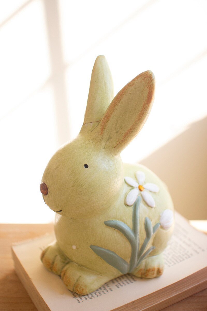 Set Of Two Colorful Faux Concrete Bunnies By Kalalou