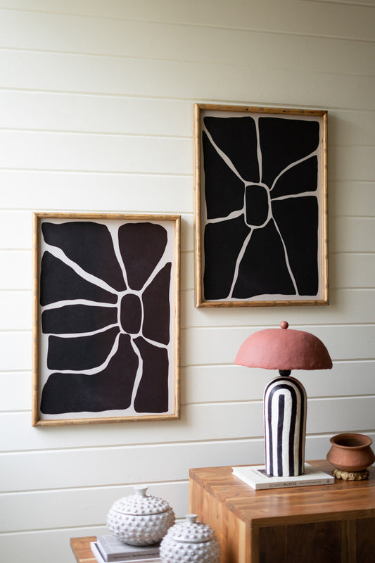 Black & White Framed Abstract Prints Under Glass Set Of 2 By Kalalou | Wall Painting | Modishstore