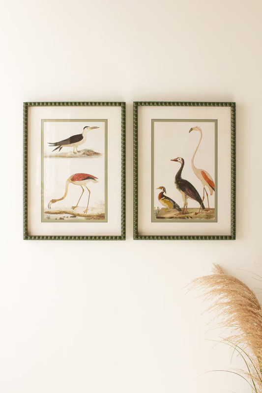Set Of Two Birds Prints Under Glass By Kalalou