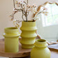 Chartreuse Ceramic Vases - One Each Design Set Of 3 By Kalalou | Vases | Modishstore