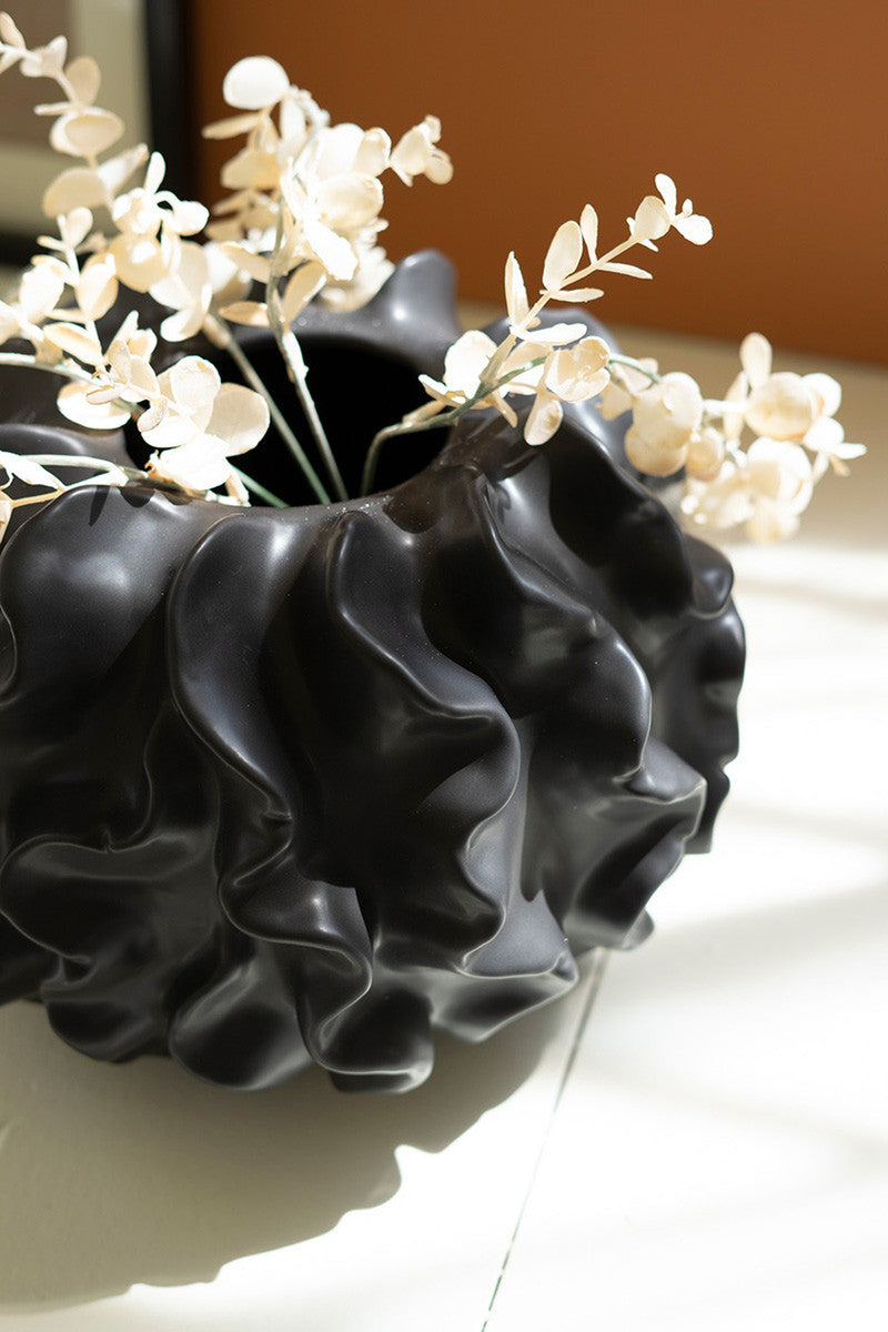 Black Coral Ceramic Vase By Kalalou | Vases | Modishstore - 3