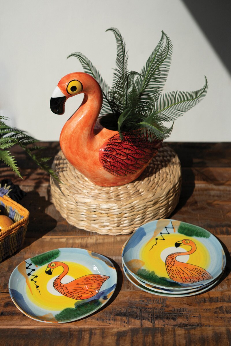 Ceramic Flamingo Vase (Min 2) By Kalalou