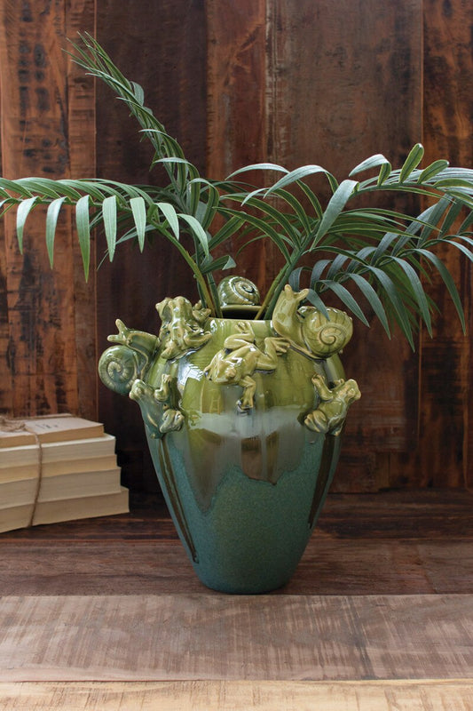 Ceramic Frogs And Snails Vase By Kalalou