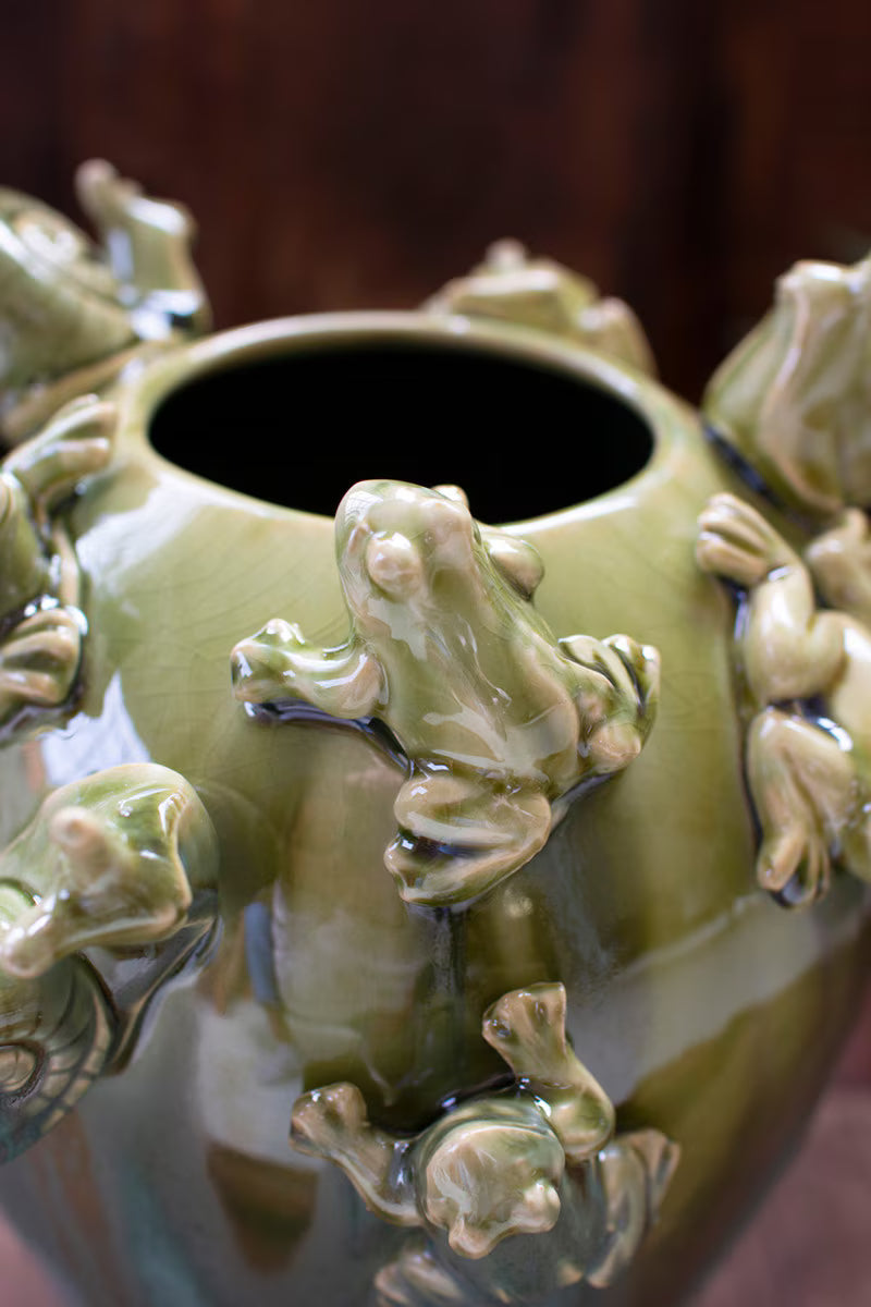 Ceramic Frogs And Snails Vase By Kalalou