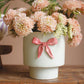 Ceramic Flower Pot With Pink Bow (Min 2) By Kalalou