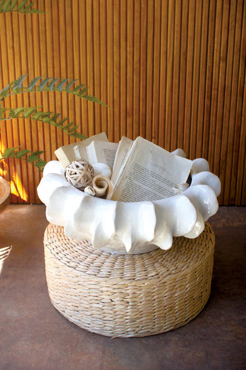 Organic White Ceramic Compote By Kalalou