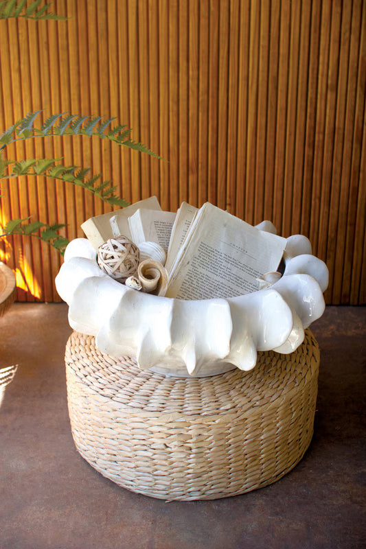 Organic White Ceramic Compote By Kalalou