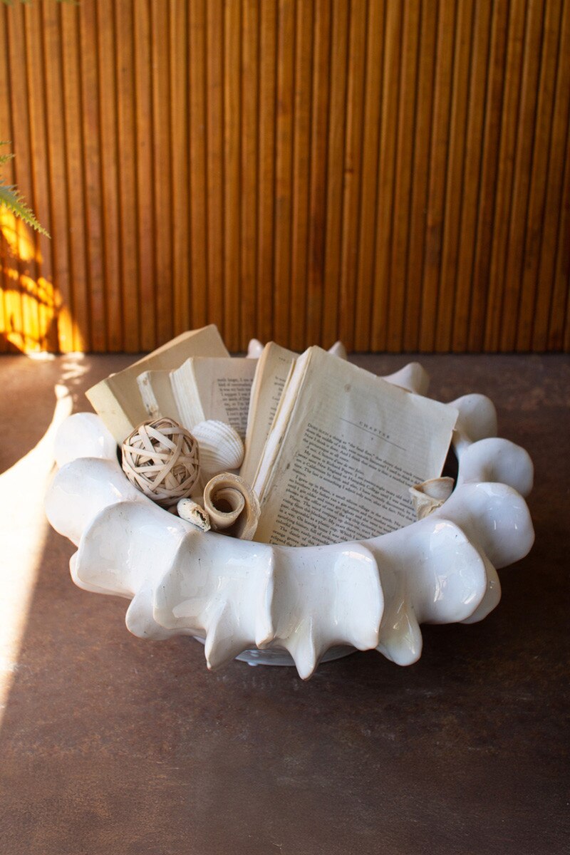 Organic White Ceramic Compote By Kalalou