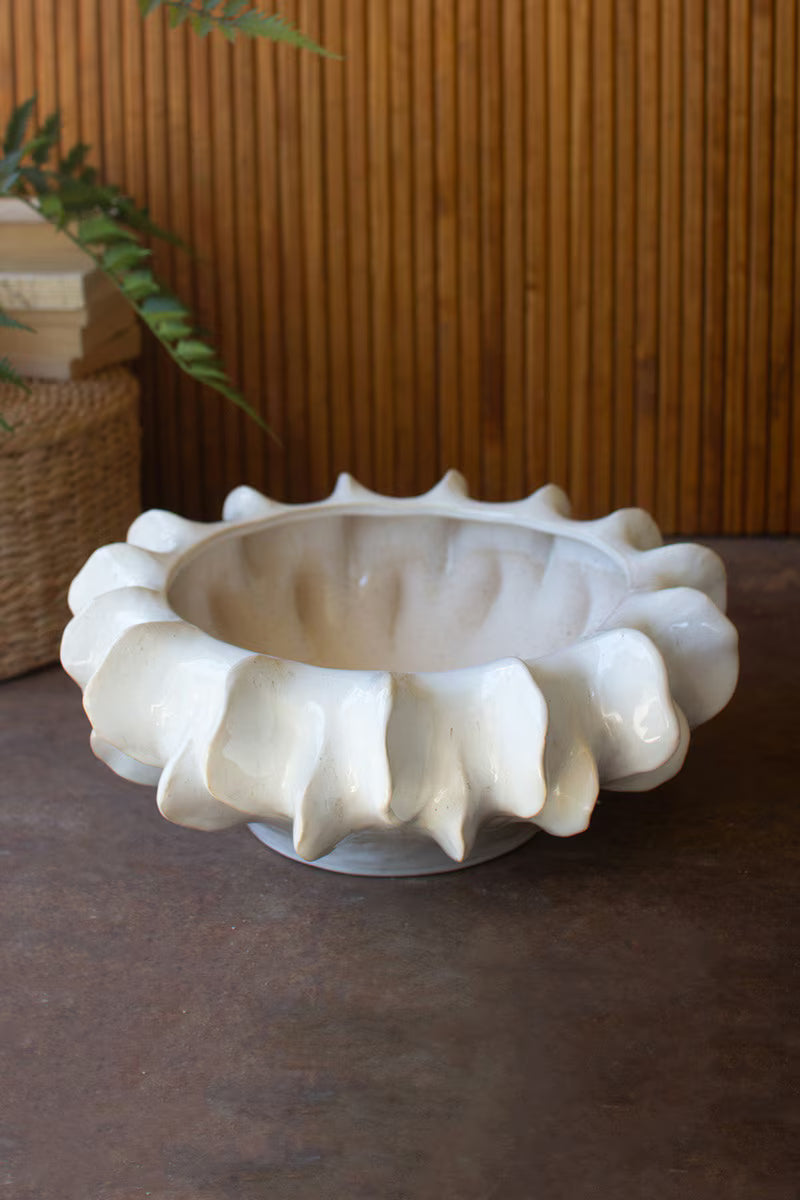 Organic White Ceramic Compote By Kalalou
