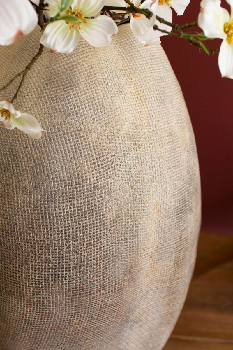 Tall Stone Composite Scalloped Vase By Kalalou