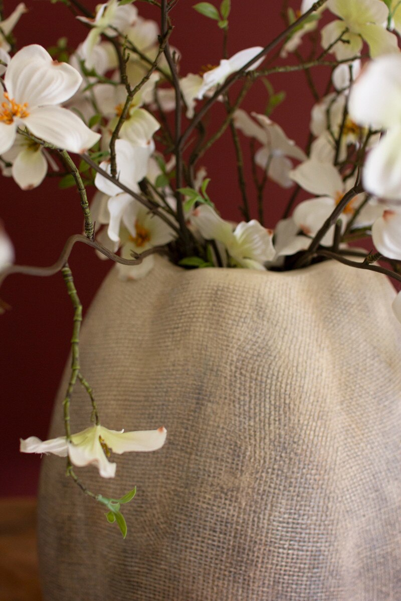 Tall Stone Composite Scalloped Vase By Kalalou