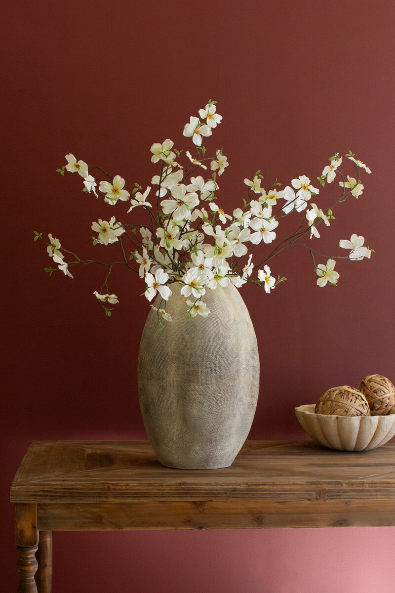 Tall Stone Composite Scalloped Vase