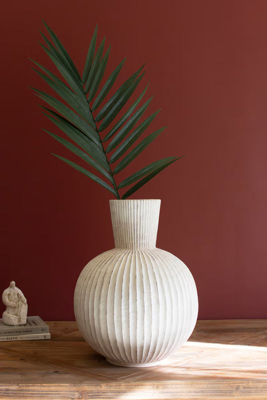 Tall Stone Composite Fluted Bulb Vase By Kalalou