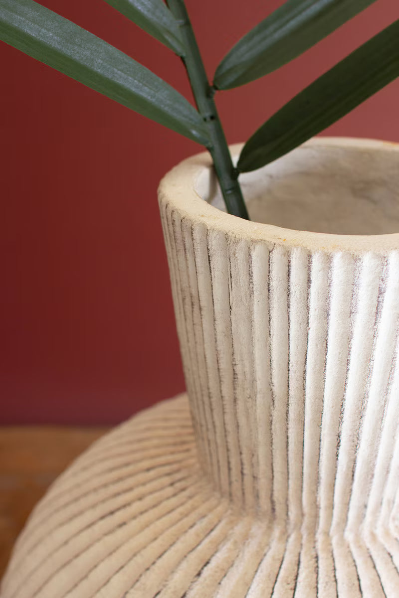 Tall Stone Composite Fluted Bulb Vase By Kalalou