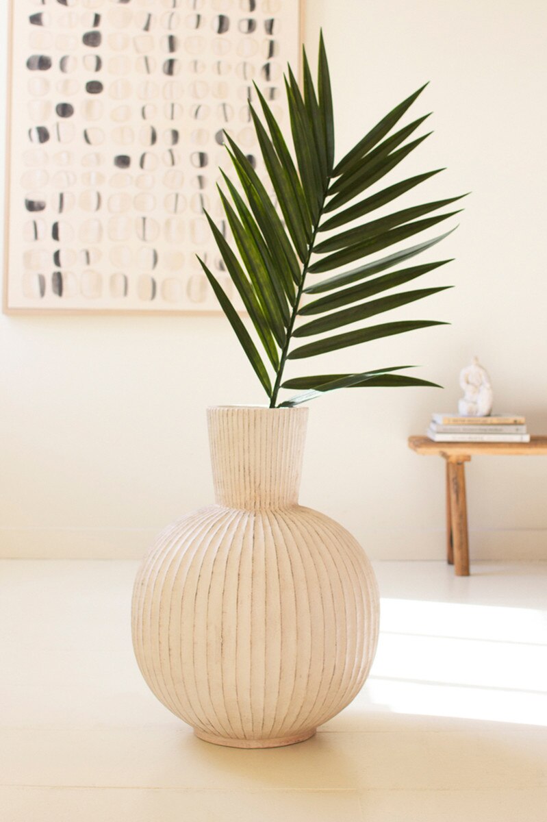 Tall Stone Composite Fluted Bulb Vase By Kalalou