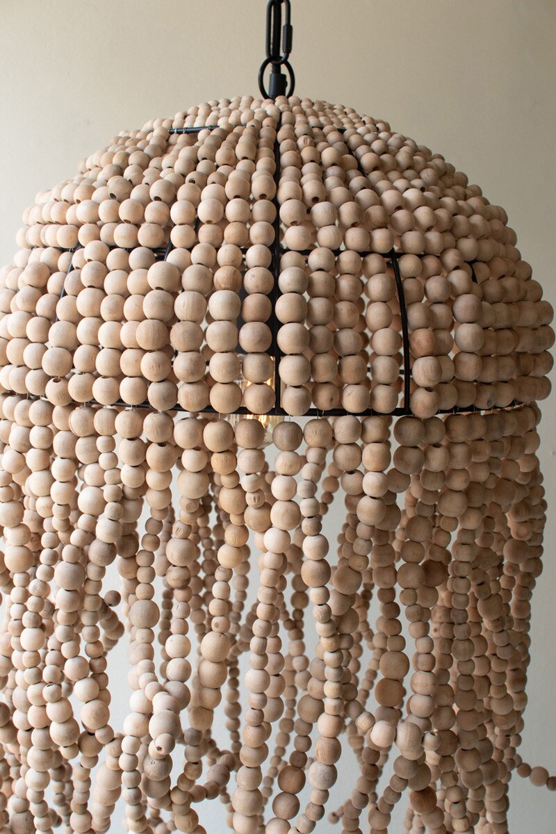 Wooden Bead Jellyfish Pendant Light By Kalalou
