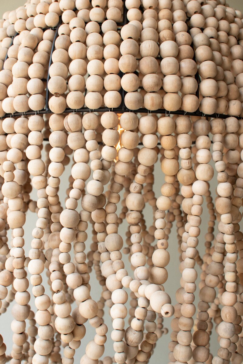 Wooden Bead Jellyfish Pendant Light By Kalalou