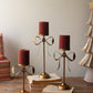 Set Of Three Antique Brass Pillar Candle Stands -Bow Detail By Kalalou