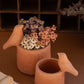 Set Of Two Concrete Planters With Birds - Terracotta (Min 2) By Kalalou
