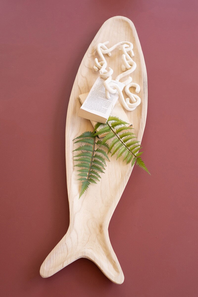 Carved Wooden Fish Platter (Min 2) By Kalalou | Trays & Pedestals | Modishstore - 1