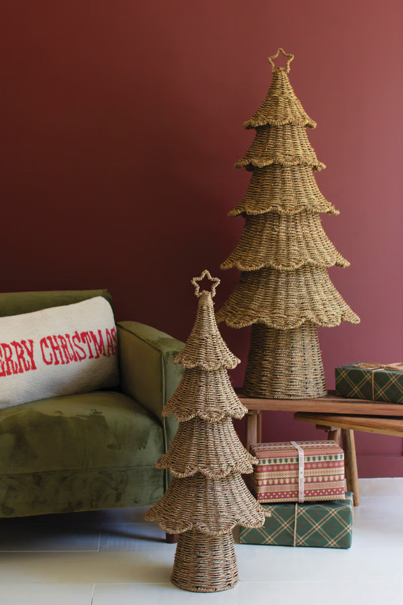 Set Of Two Woven Vine Christmas Trees By Kalalou