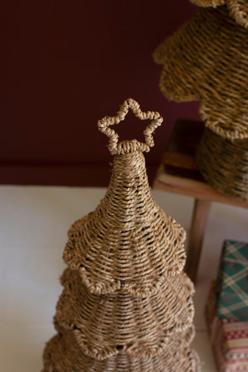 Set Of Two Woven Vine Christmas Trees By Kalalou