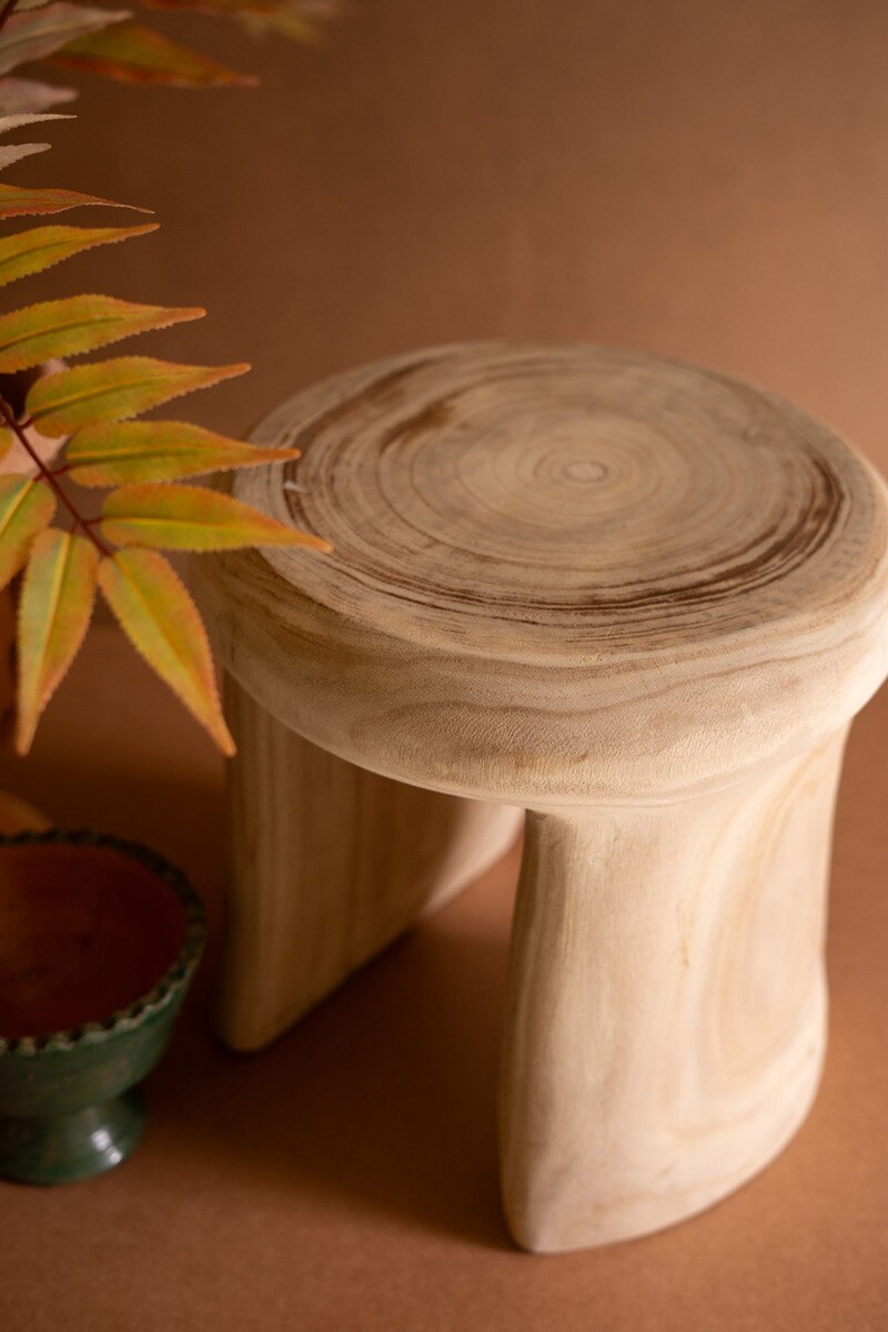 Carved Wooden Stool By Kalalou