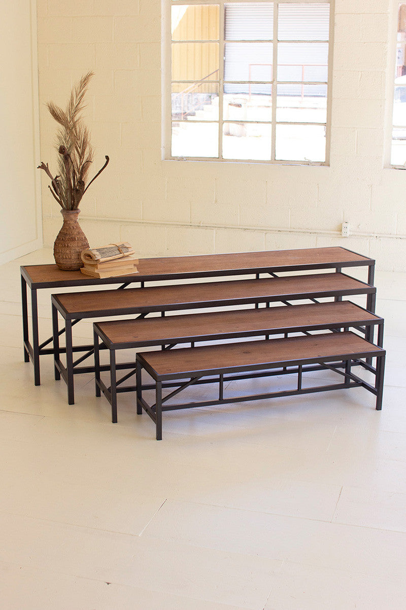 Metal And Wood Display Risers Set Of 4 By Kalalou | Benches | Modishstore