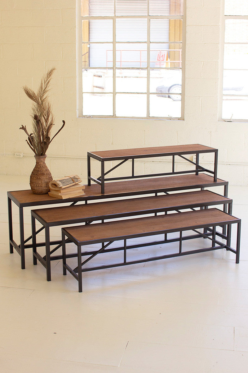 Metal And Wood Display Risers Set Of 4 By Kalalou | Benches | Modishstore - 2