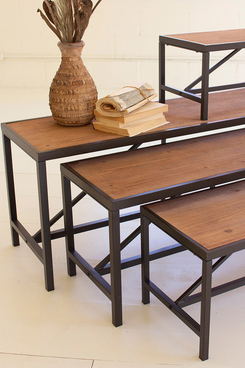 Metal And Wood Display Risers Set Of 4 By Kalalou | Benches | Modishstore - 3