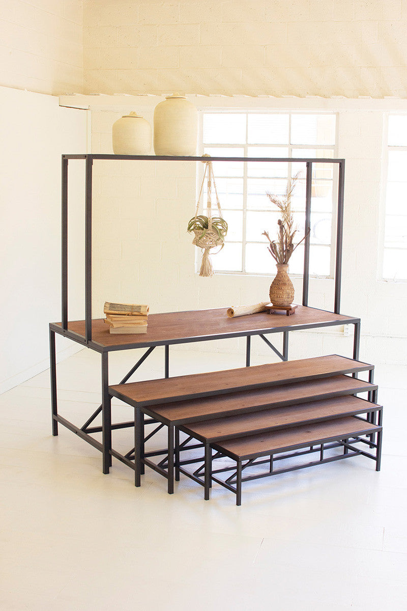 Metal And Wood Display Risers Set Of 4 By Kalalou | Benches | Modishstore - 4