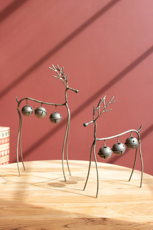 Set Of Two Wire Reindeer With Bells By Kalalou