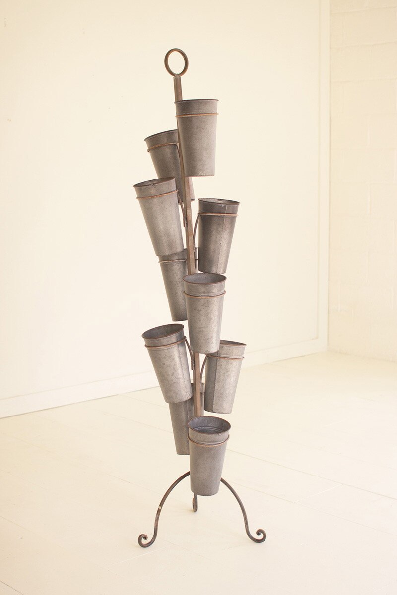 Metal French Pot Flower Tower By Kalalou