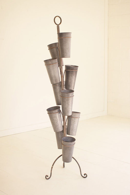 Metal French Pot Flower Tower By Kalalou