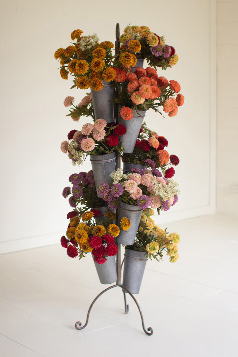 Metal French Pot Flower Tower By Kalalou