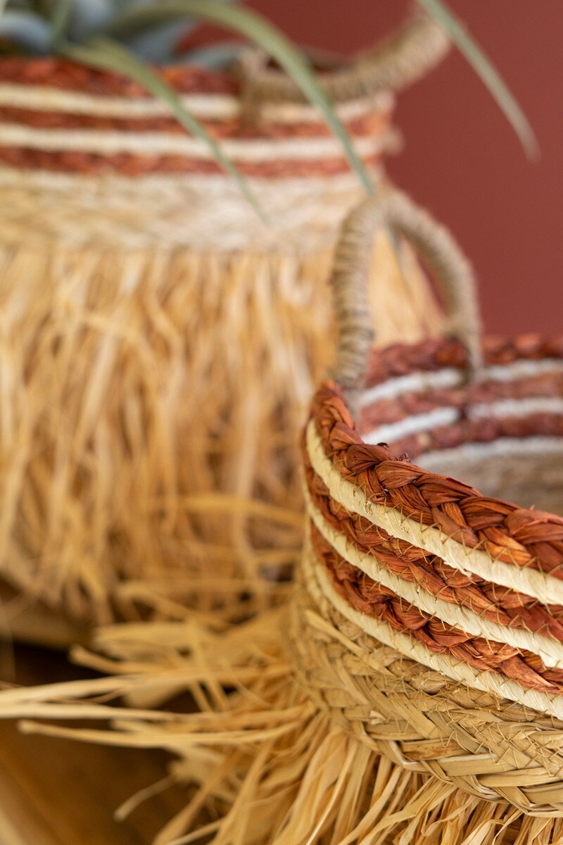 Set Of Two Seagrass Baskets With Grass Detail By Kalalou | Bins, Baskets & Buckets | Modishstore - 2