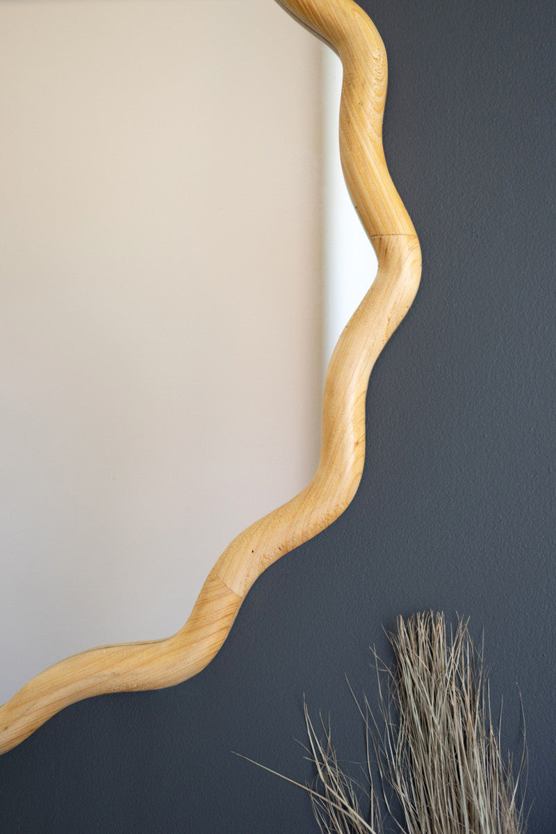 Squiggle Wood Circle Framed Mirror By Kalalou | Mirrors | Modishstore - 2