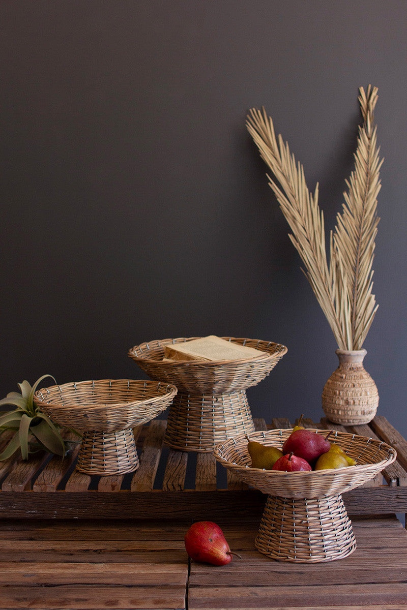 Wicker Compotes Set Of 3 By Kalalou | Decorative Bowls | Modishstore