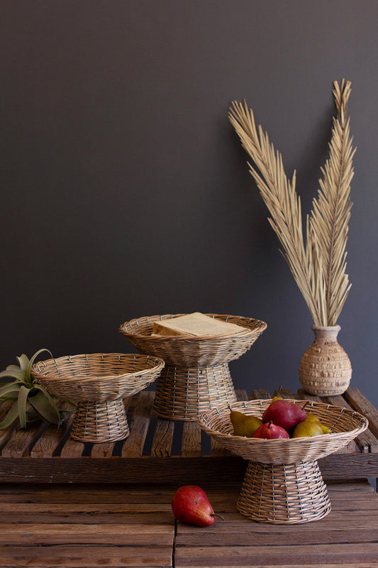 Wicker Compotes Set Of 3 By Kalalou | Decorative Bowls | Modishstore