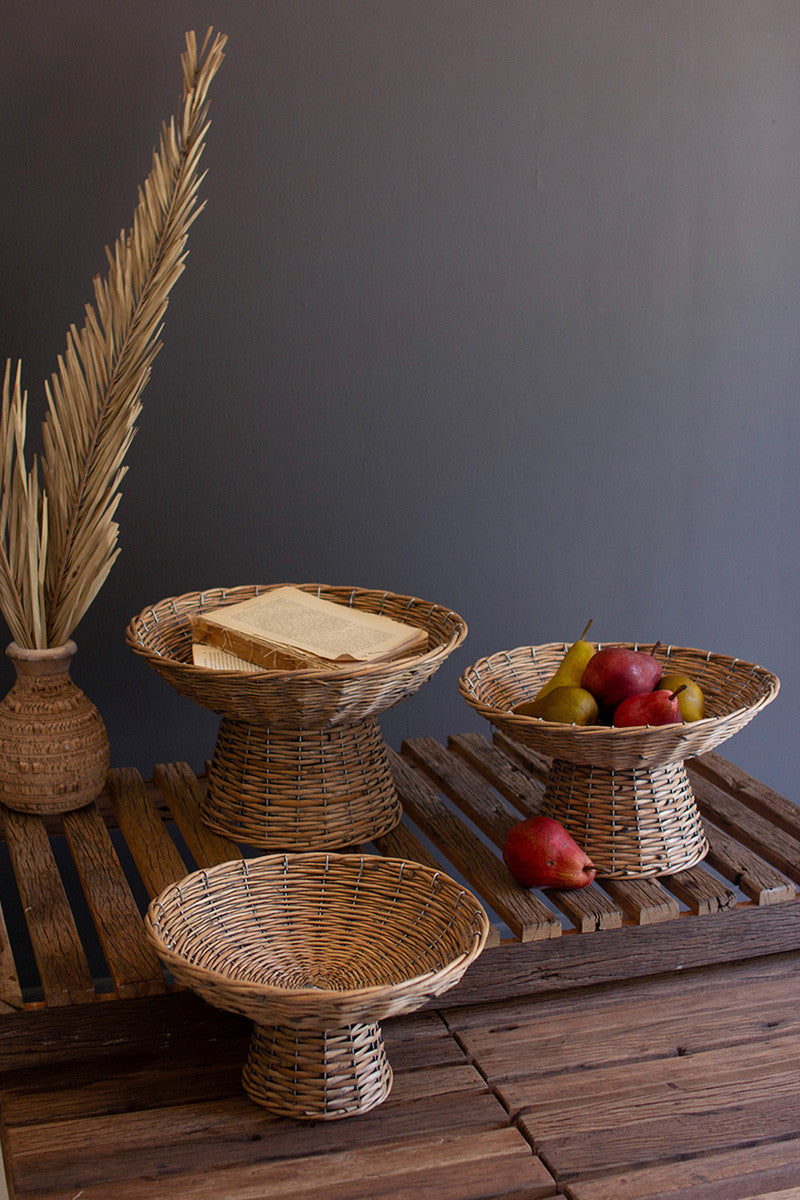 Wicker Compotes Set Of 3 By Kalalou | Decorative Bowls | Modishstore - 3
