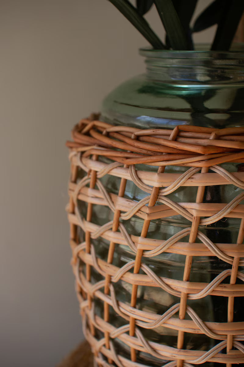 Willow Wrapped Glass Vessel By Kalalou