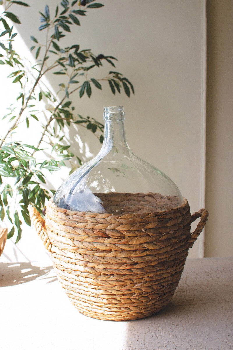 Water Hyacinth Wrapped Glass Wine Damigiana