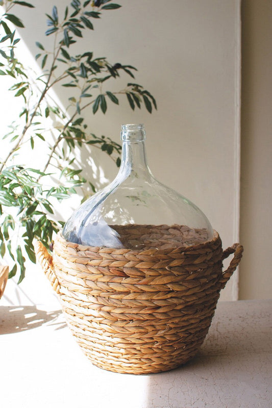 Water Hyacinth Wrapped Glass Wine Damigiana By Kalalou
