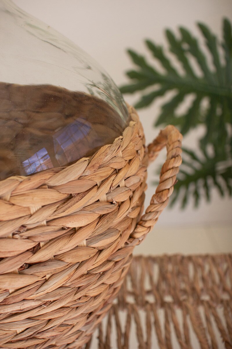 Water Hyacinth Wrapped Glass Wine Damigiana By Kalalou